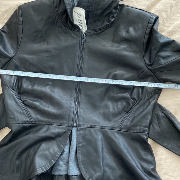 Bird by Juicy Couture Soft Leather Jacket Hoodie w/ Peplum🖤 - Picture 15 of 17